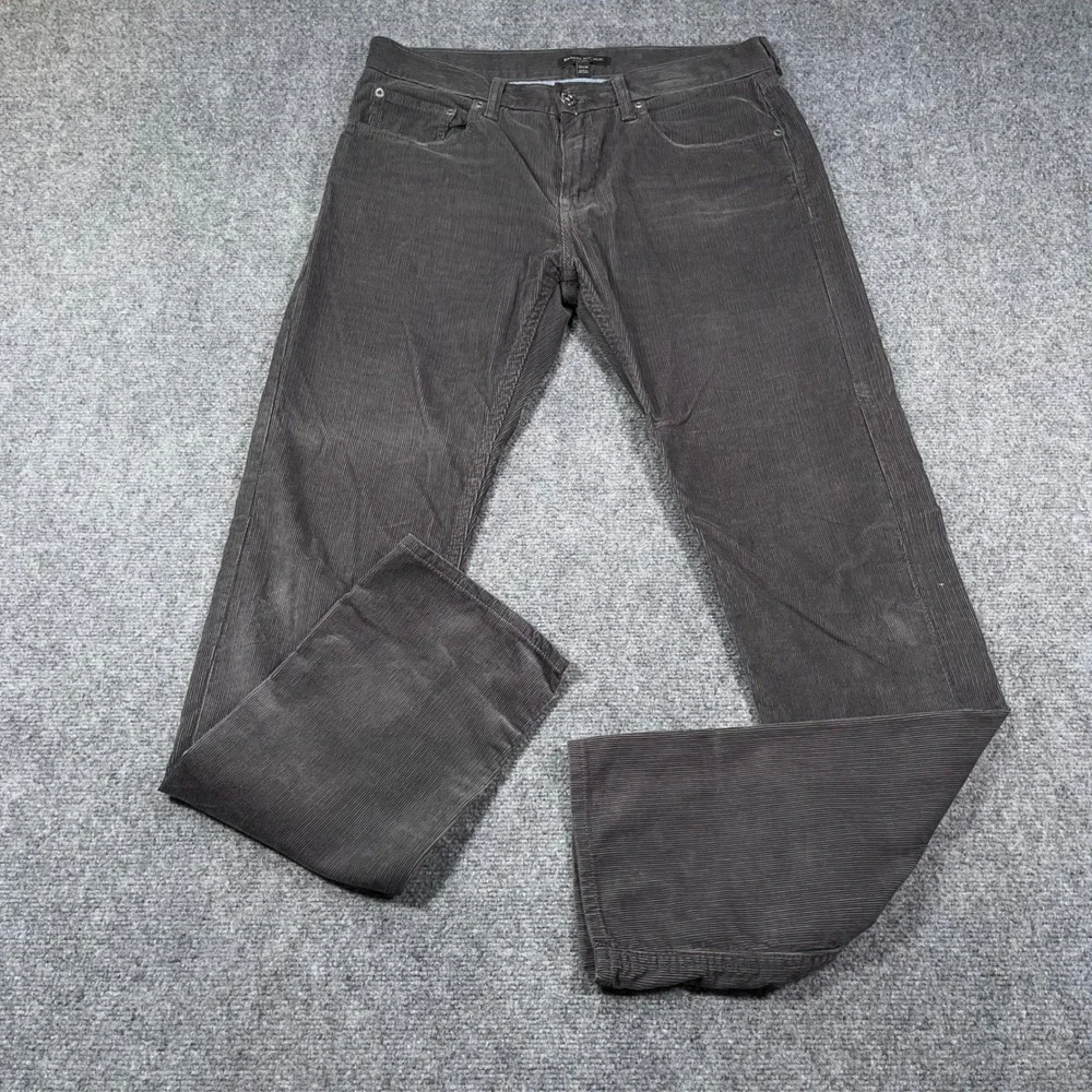 Banana Republic Pima Cotton Corduroy Pants Mens 33x34 Straight Leg Grey Preppy